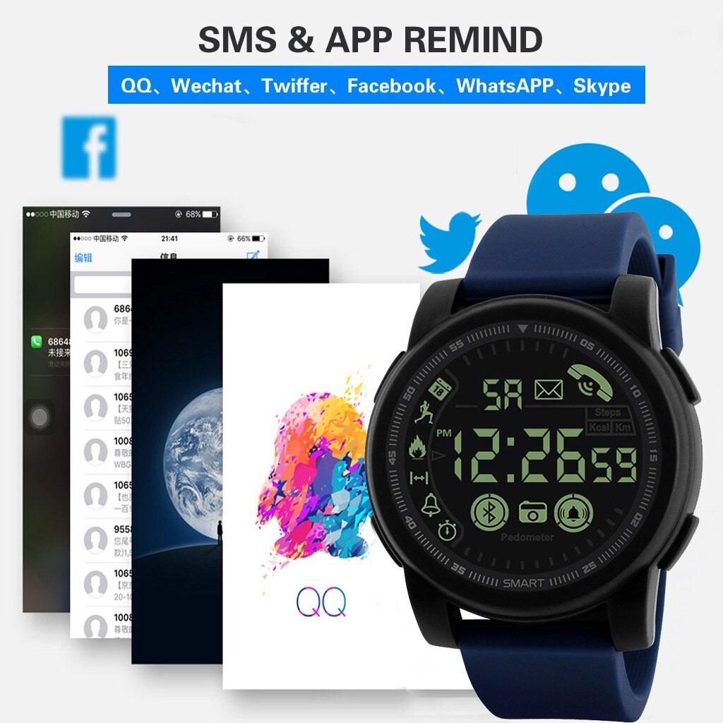 Smartwatch Fitness Tracker - Round Color Screen - Bluetooth Heart Rate Blood Pressure - For Android iOS