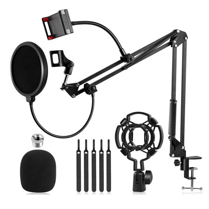 Pied de micro, Micro Perche avec Suspension Réglable Ciseaux Bras Support de Support Pour Téléphone, pour Blue Snowball Et d'autres Pri: Default Title