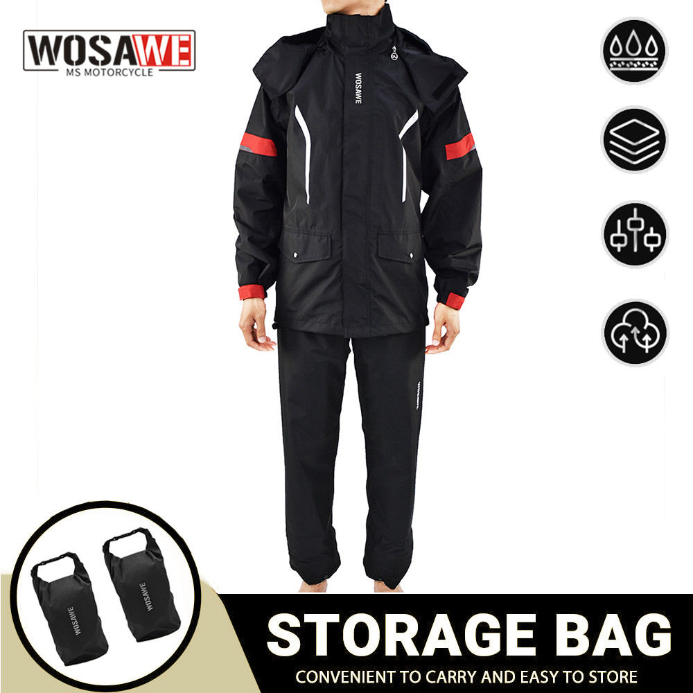 WOSAWE Motocicleta Impermeável Impermeável Masculina Impermeável Terno De Motocross Motocicleta Chuva Jacket Split Chuva Pano