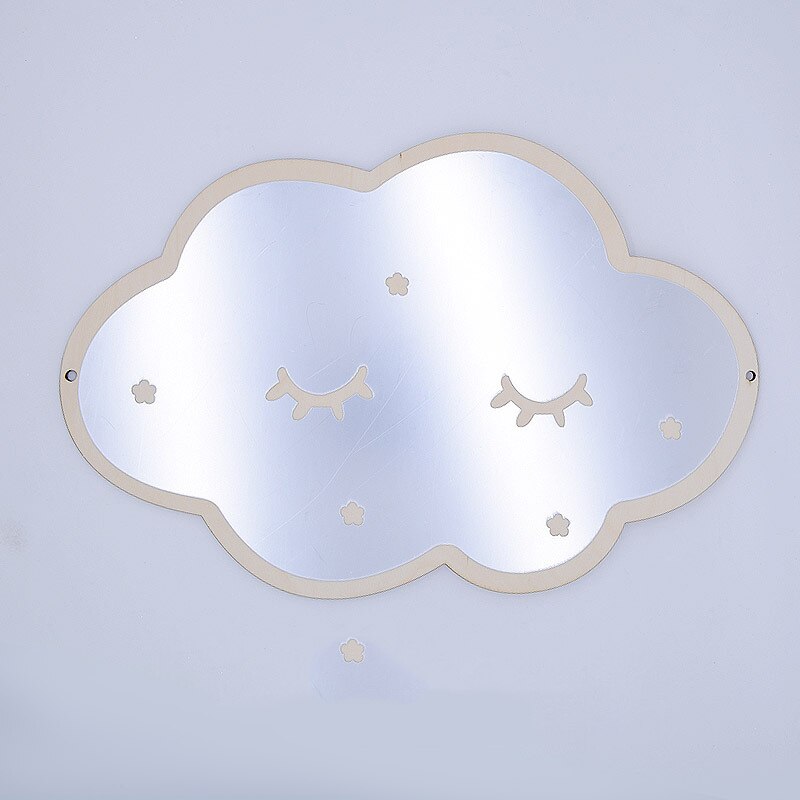 Children's Cartoon Decorative Mirror Bathroom Baby Room Cute Wood Acrylic Frame Home Art Wall Decoration: B