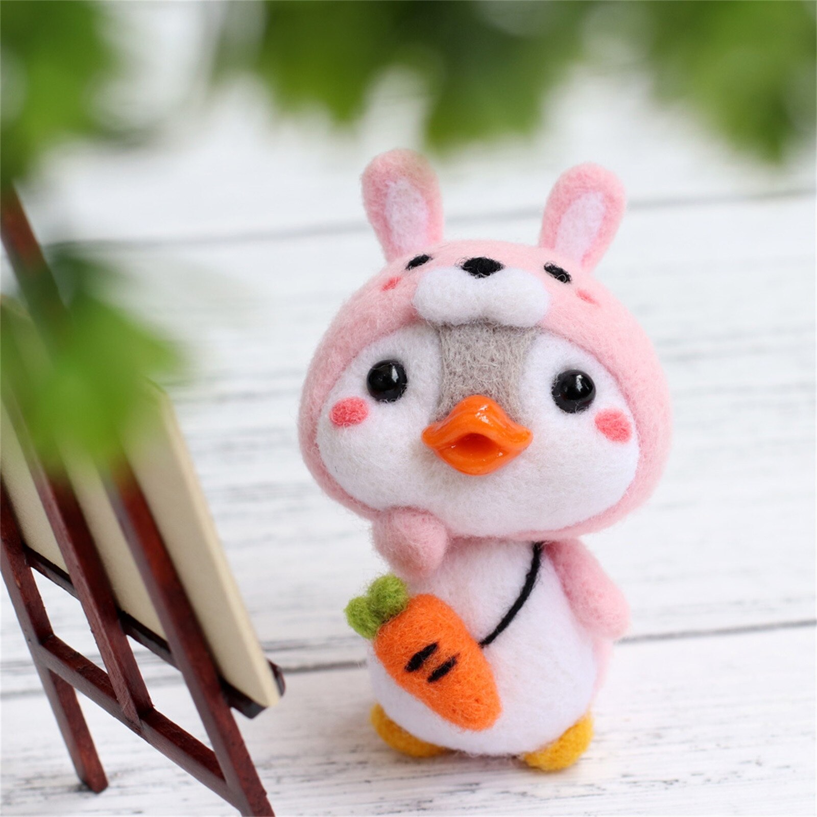 Cute Penguin z czapka w kształcie zwierzęcia Shiba Dinosaur wełna filc rękodzieło Diy nie wykończone Poked zestaw zestaw do rękodzieła dla igły torba materiałowa zestaw