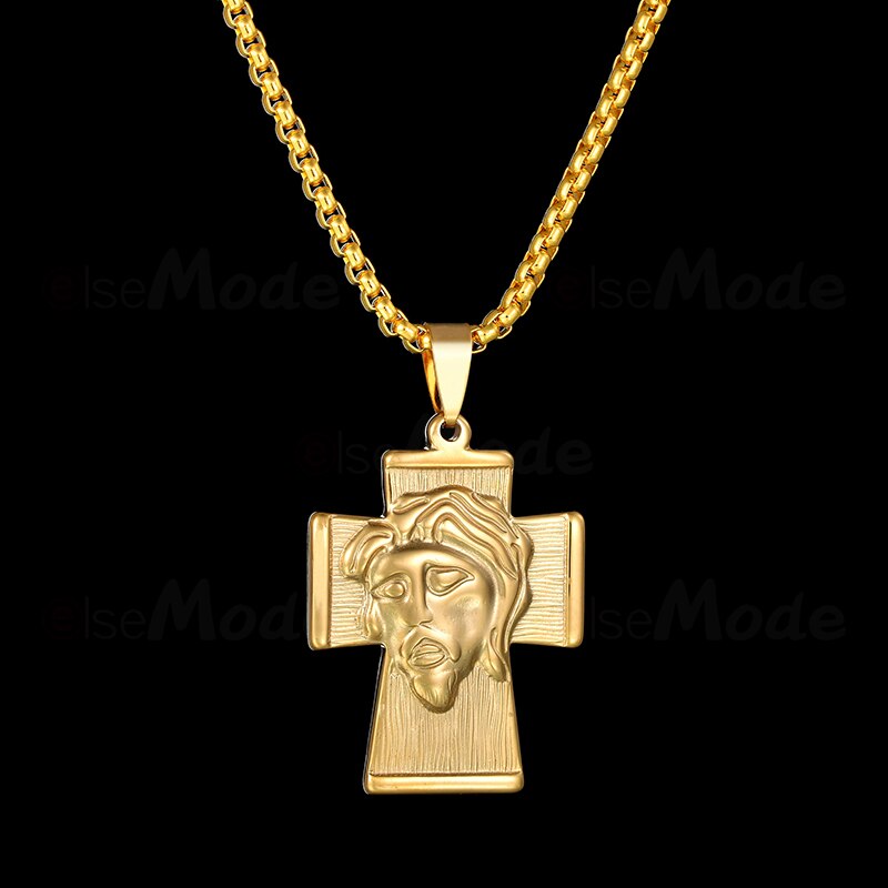 Cross Necklace For Men Women Stainless Steel Crucifix Pendant Silver Cuban Chain - View #13