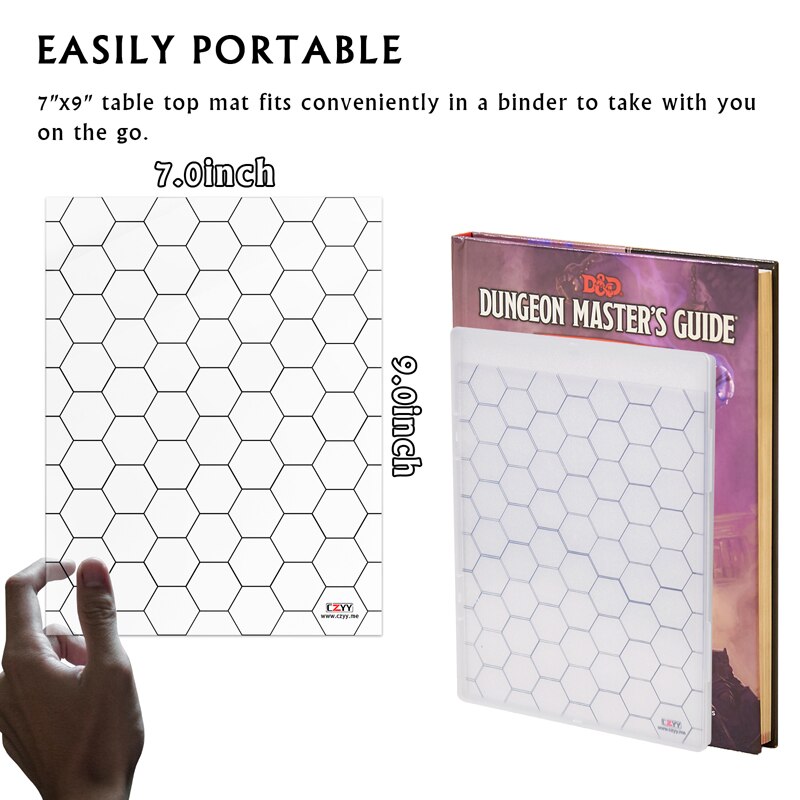 Acrylic Game Mat 1" Hex Grid Overlay Set of 2, 7"x8" Battle Map Board Clear & Durable - Great for Pathfinder and Other RPG Game