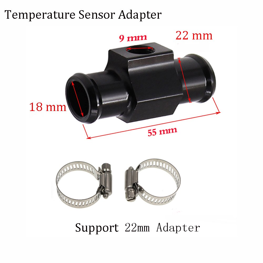 Car Motorcycle Temperature Gauge Sensor Adapter with 18/22/30/32/36/38/40mm Joint Pipe Radiator Hose Adapter: 22mm Adapter