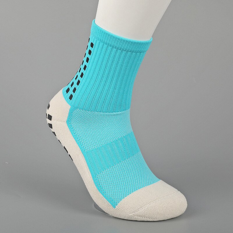 Ushine Professionele Sport Antislip Voetbal Sokken Katoen Mannen Calcetines Voetbal Fietsen Voetbal Sokken Vrouwen Mannen: T-blue