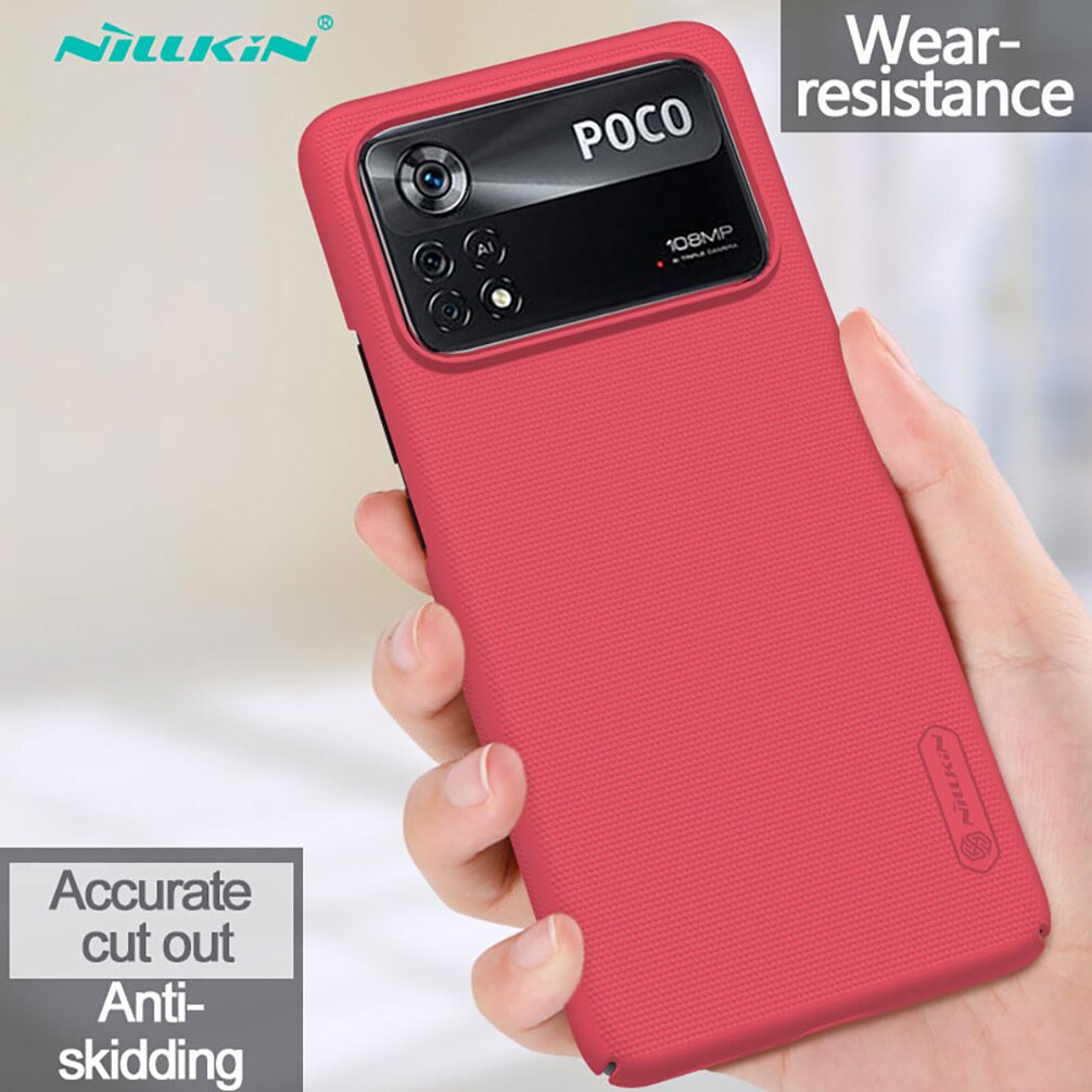 For Xiaomi Poco X4 Pro 5G Case Nillkin Super Frosted Shield Ultra-Thin PC Phone Shell For Xiaomi Poco X4 Pro 5G Back Cover: Red