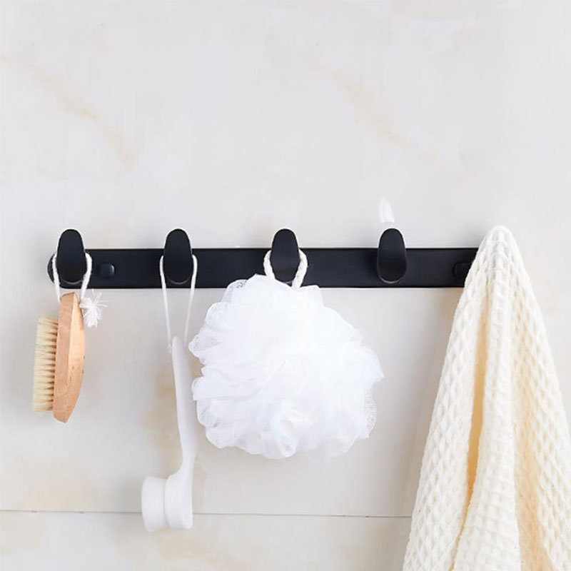 Matt svart väggmonterat klädhängare med 4/5/6 krokar, klädkrok i rostfritt stål, handduksställ krok badrum sovrum kök
