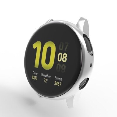 Coque pour Samsung galaxy watch active 2 40mm 44mm plein écran silicone pare-chocs protection d'écran en TPU couverture pour galaxie active 2: silver / active 2 40mm