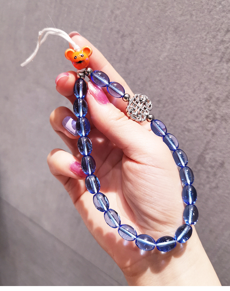 Bear Crystal Chain Bracelet Wrist Strap Lanyar for IPhone 13 12 11 Pro Max for Huawei Xiaomi Samsung Honor Bracelet Wrist Strap: blue