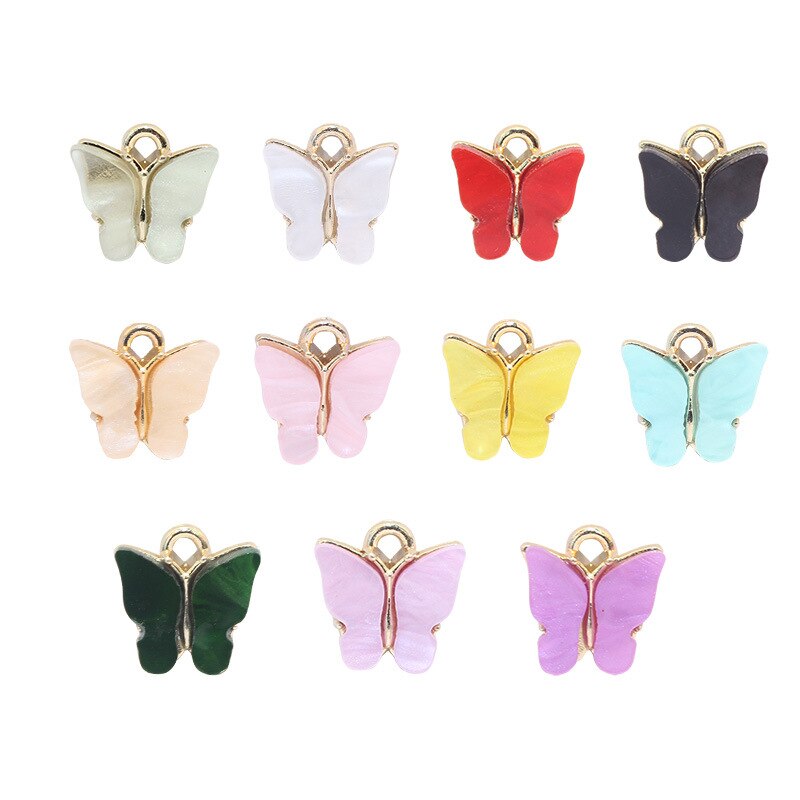 10Pcs Hars Dier Vlinder Bedels Voor Sieraden Maken Hangers Kettingen Leuke Oorbellen Diy Armband Handgemaakte Accessoires: A