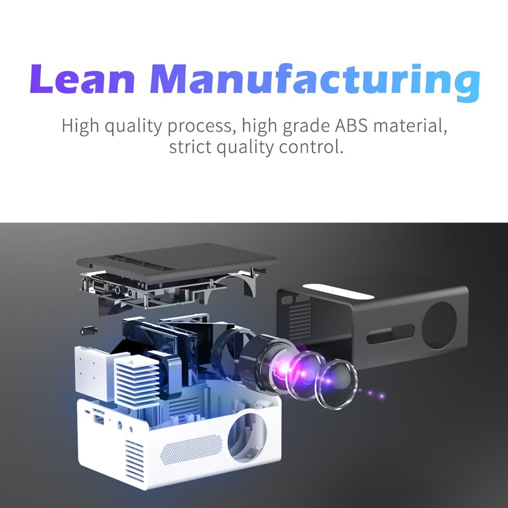 Black T300 Portable Projector HD High-efficiency LED Projector Multi-interface Home Theater Video Projector