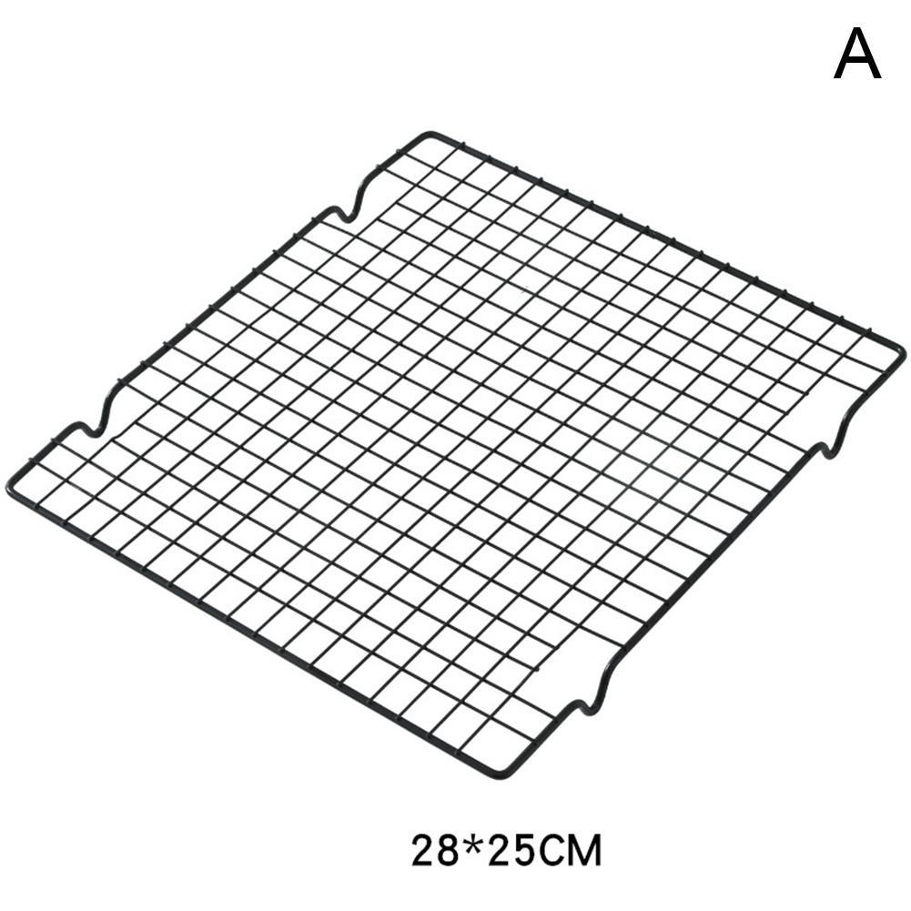 Rejilla de alambre de acero al carbono bandeja refrigerante para pastel estante para comida, estante para galletas, soporte para pan de cocina, horno para hornear, Pizza, barbacoa, galleta H7Q2: 28x25cm
