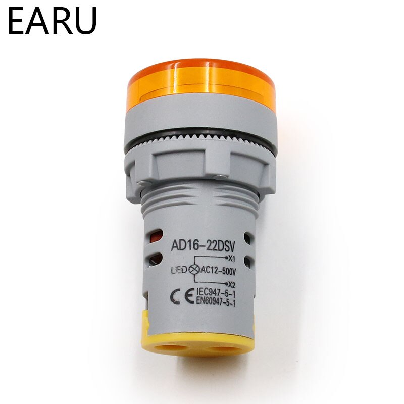 Diy mini digital voltmeter 22mm runde  ac 12-500v volt spændingstester meter monitor power led indikator pilot lampe lys display