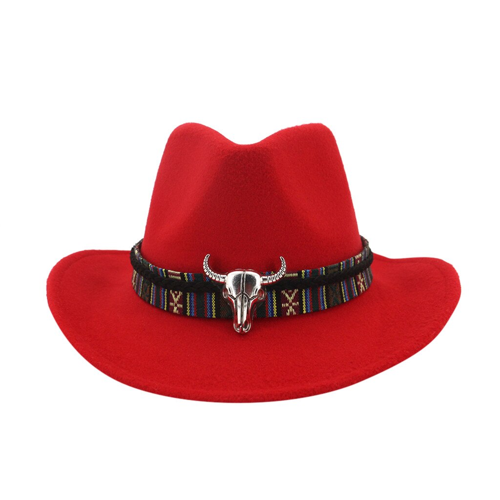 Winter Men & Women's Woven Cowboy Hat Classic Cattleman Outdoor Hat: Red