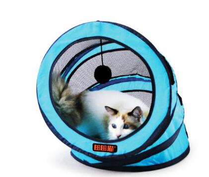 haut de gamme respirant spirale pliable chat tunnel multicolore en option chat canal chat jeux: Bleu