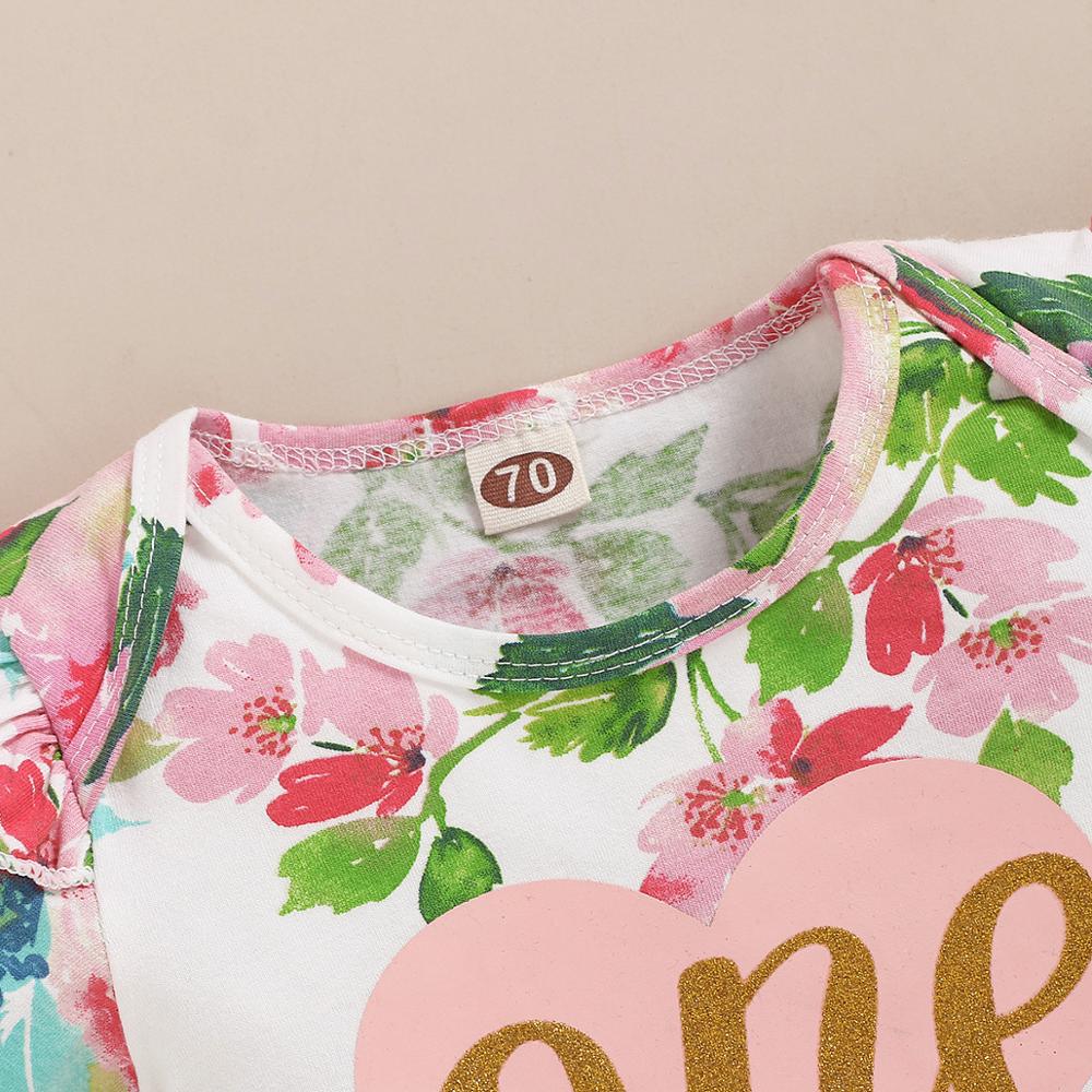 Baby Meisje Mooie Jurk Bloemenprint Bodysuit Roze Geel Tulle Rok Set Baby Eerste Verjaardag Outfits Babykleertjes Mikrdoo