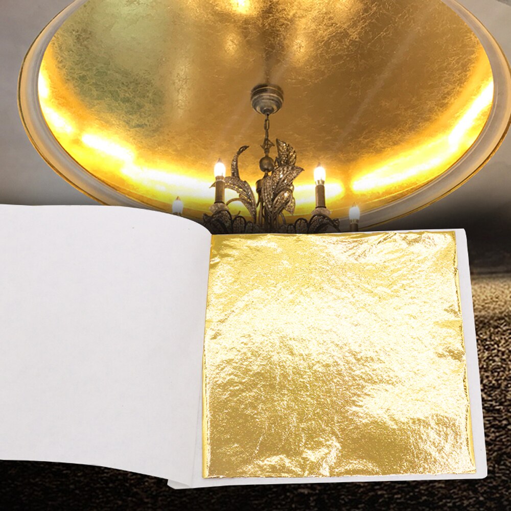 Imitation Gold Leaf Sheets ,Gilding Flakes ,Glitter Paper 100pcs ,for Home Decoration Wall Furniture Statue Crafts Nail 8x8.5cm