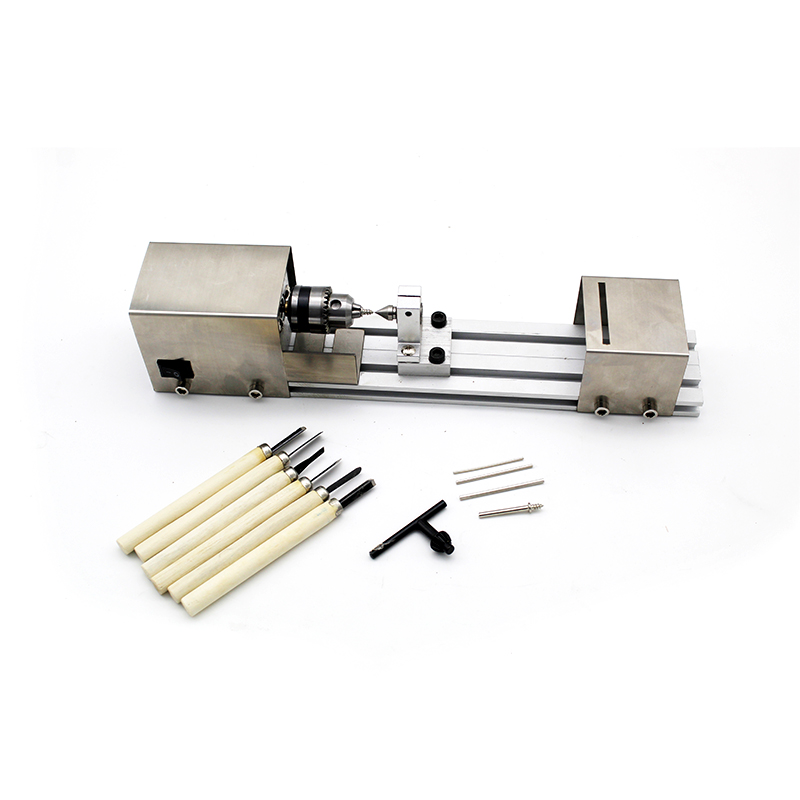 Mini Drehmaschine Perlen Maschine DC12-24V 96W Holz DIY Drehmaschine Standard einstellen mit Energie Carving Cutter Holz Drehmaschine Edelstahl fallen: ohne Energie Adapte