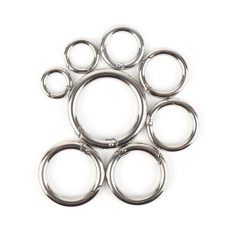 Ronde Push Gate Snap Open Haken Lente Ring Sleutel Karabijnhaak Camping Portemonnees Handtassen Push Trigger Snap Haken Plated Zinklegering