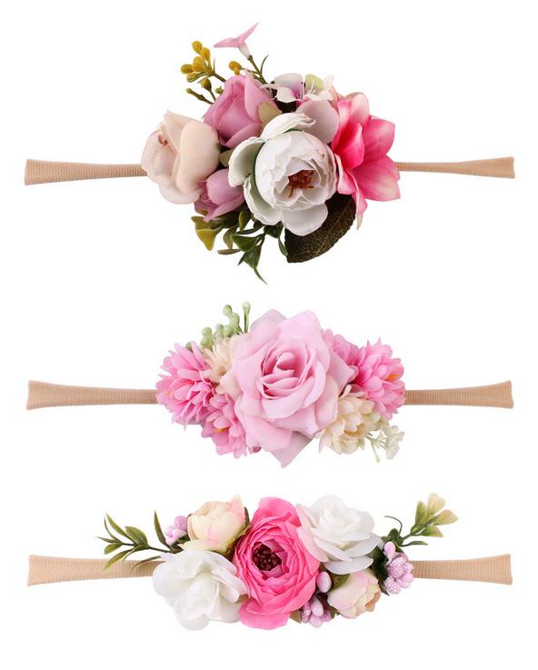 Accessori Dei Capelli Della Neonata 3pz Bambini Del bambino Del Fiore di Cerimonia Nuziale Ghirlanda di Capelli Della fascia Floreale corona Fotografia: 17837B