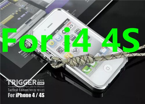 De lujo de gatillo de parachoques de Metal funda para iPhone 6x6 S 6 6 S 7 7 Plus 5 5S SE 4 4S de aluminio funda para el iPhone 7 caso: Silver for 4 4S