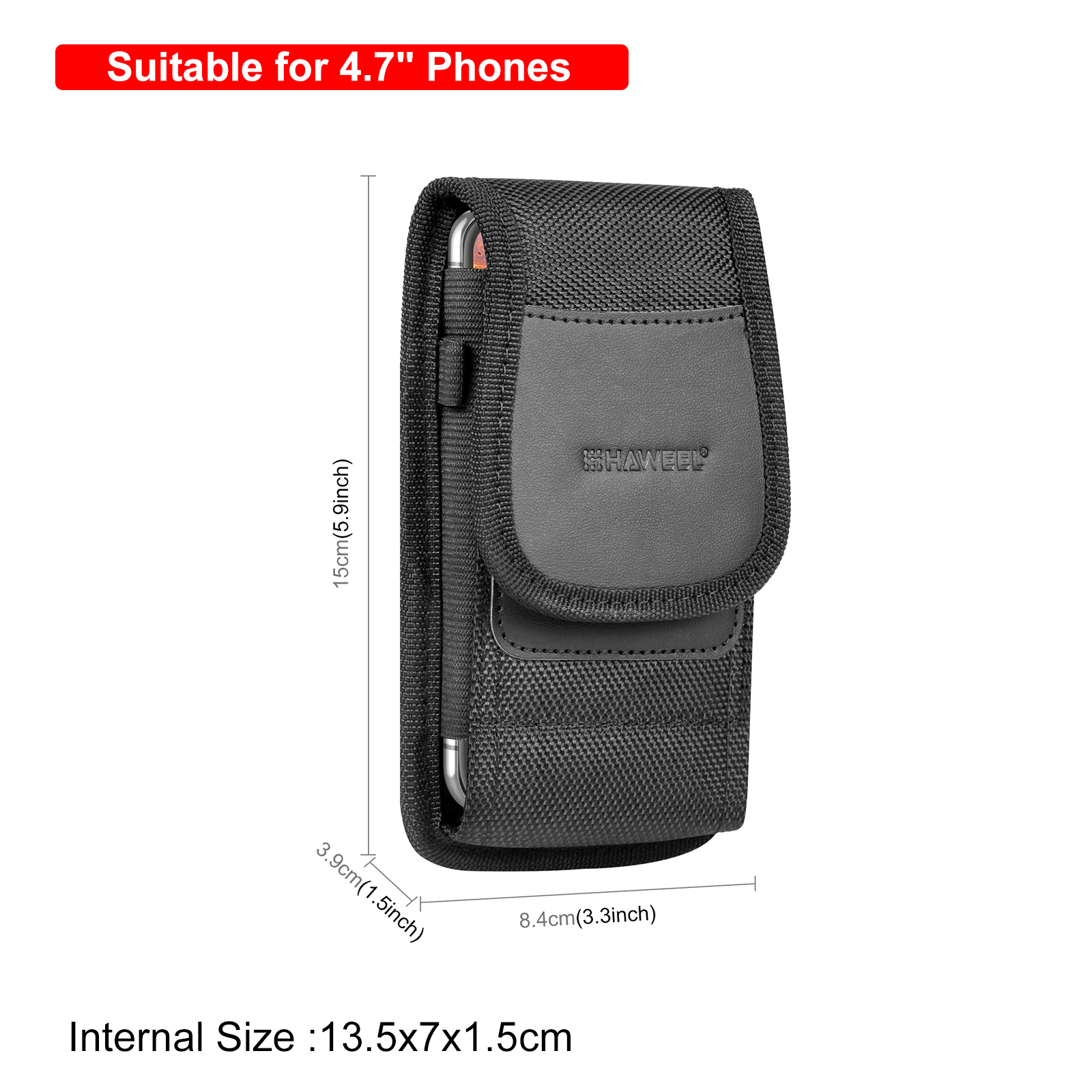 HAWEEL Phone Holster Case Nylon Cell Phone Belt Clip 4.7-6.8inch Pouch Carrying Case Waist Bag For iPhone 15 13 12 SamsungGalaxy: SKY BLUE