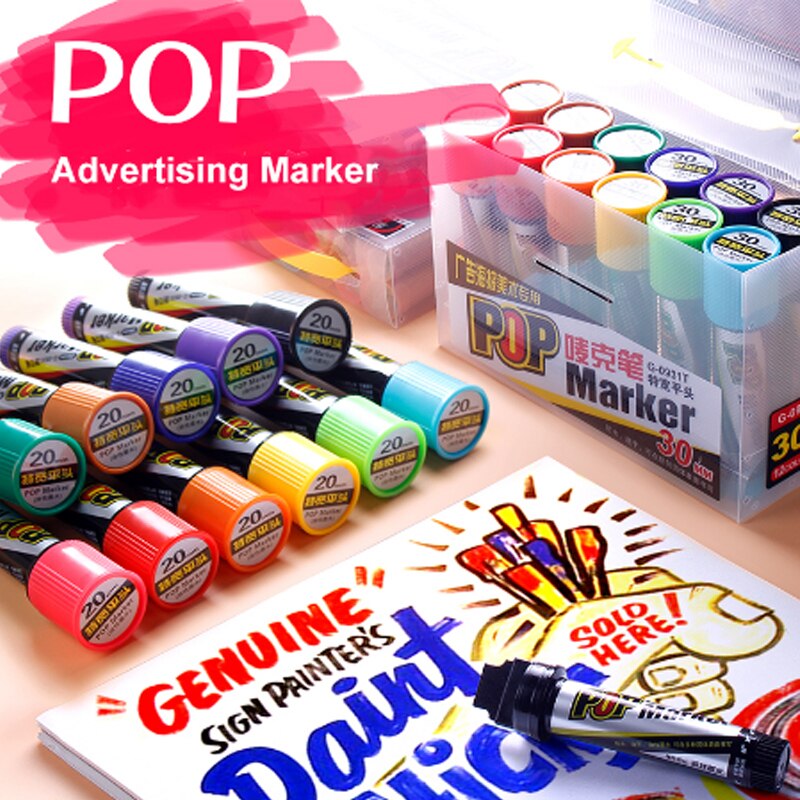 20mm vandtætte permanent markør plakat pen reklame pen farve maling alkohol fiber pen pop grafisk skitse pen kunst forsyninger