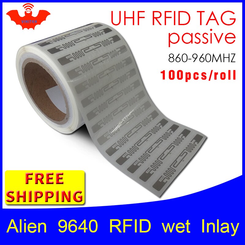 UHF RFID tag EPC 6C sticker Alien 9640 wet inlay 915mhz868mhz860-960MHZ Higgs3 100pcs adhesive passive RFID label