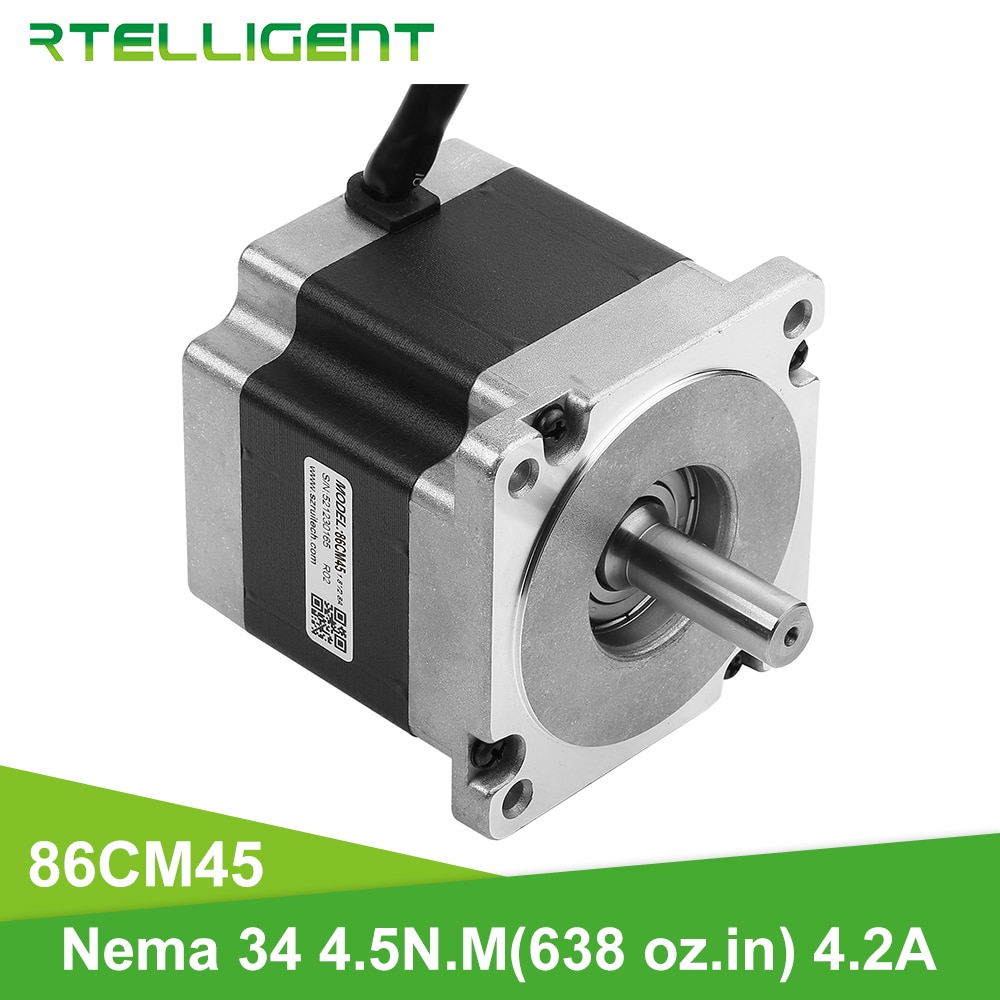 Rtelligent Hoge Torqu 4.5N.M Nema 34 Stappenmotor 86CM45 Dc Motor 0.9/1.8 graden 4 Lood Stap Elektrische Motor voor CNC Kit Machine