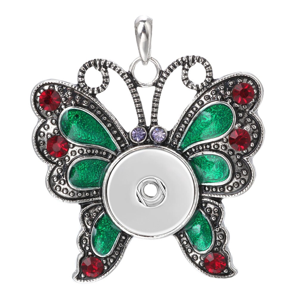 Colorful Butterfly Snap Button Pendant Jewelry Fit 18mm Metal Snap Buttons Jewelry Snap Pendant Necklace ZG146: 3