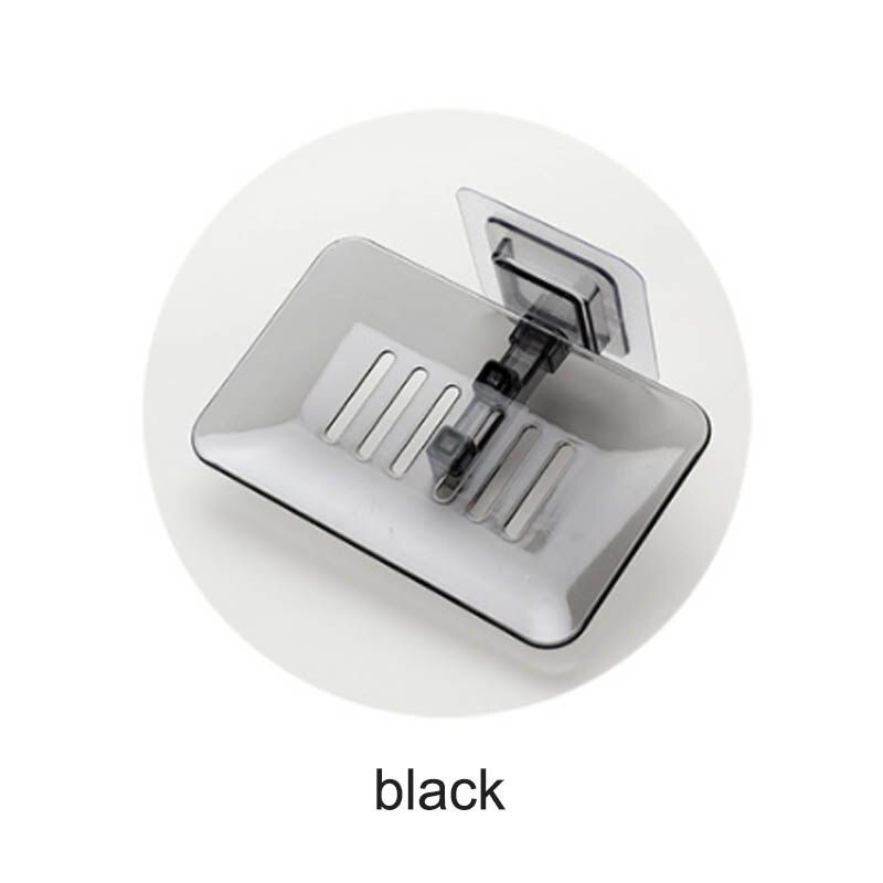 Shower Soap Box Plastic 1PC Bathroom Tray Accessories Tray Holder Wall Mounted Soap Storage Plate Soap Dish Non-slip: Black