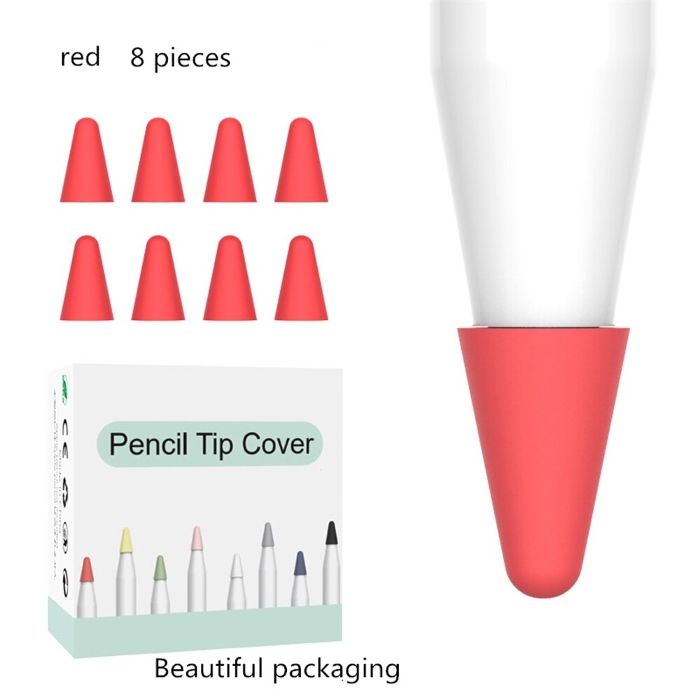 8Pcs/Lot For Apple Pencil 1 2 Tablet Stylus Touch Pen Nib Case Soft Silicone Protective Case For Apple Pen Case Touch Cover: Red