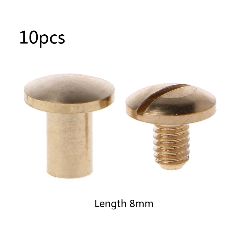 10 Pairs Brass Chicago Screws Posts Belt Button for Leather Bookbinding Crafts T8WE