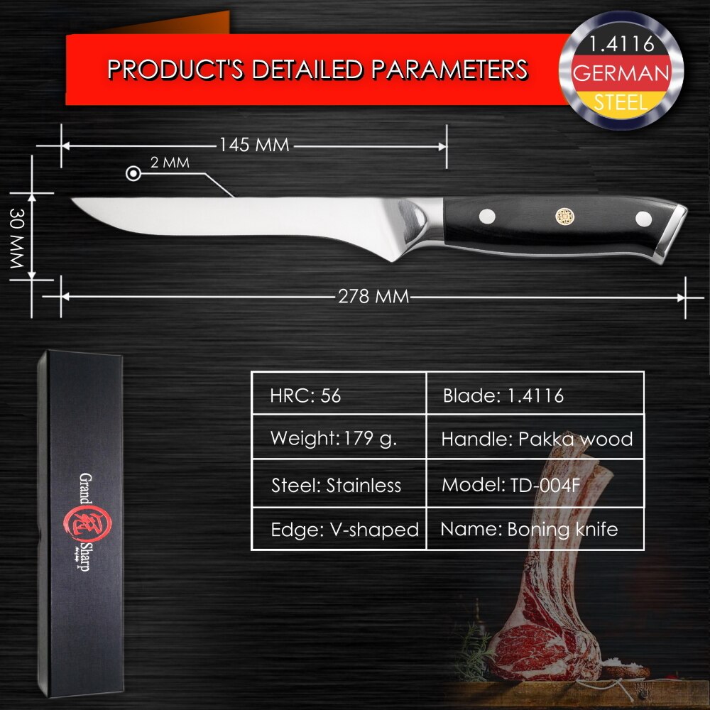 Chef Knife Set Germany 1.4116 High Carbon Steel Santoku Boning Cleaver Home Cooking Tools Japanese Kitchen Knives Christmas