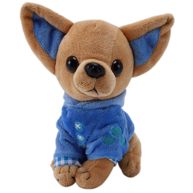 1 pièces 17Cm Chihuahua chiot enfants jouet Kawaii Simulation Animal poupée d'anniversaire pour les filles enfants mignon en peluche chien en peluche: Blue