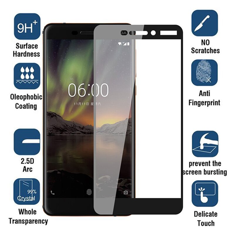 9h vidro temperado para nokia 7 plus protetor de tela para nokia 2 2.1 3 3.1 vidro protetor em nokia 5 5.1 6 6.1 2018