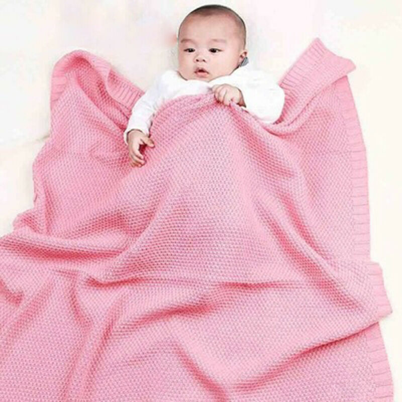 0.8*1m baby tæppe strikket nyfødt swaddle wrap blødt toddler sovesofa sengetæppe