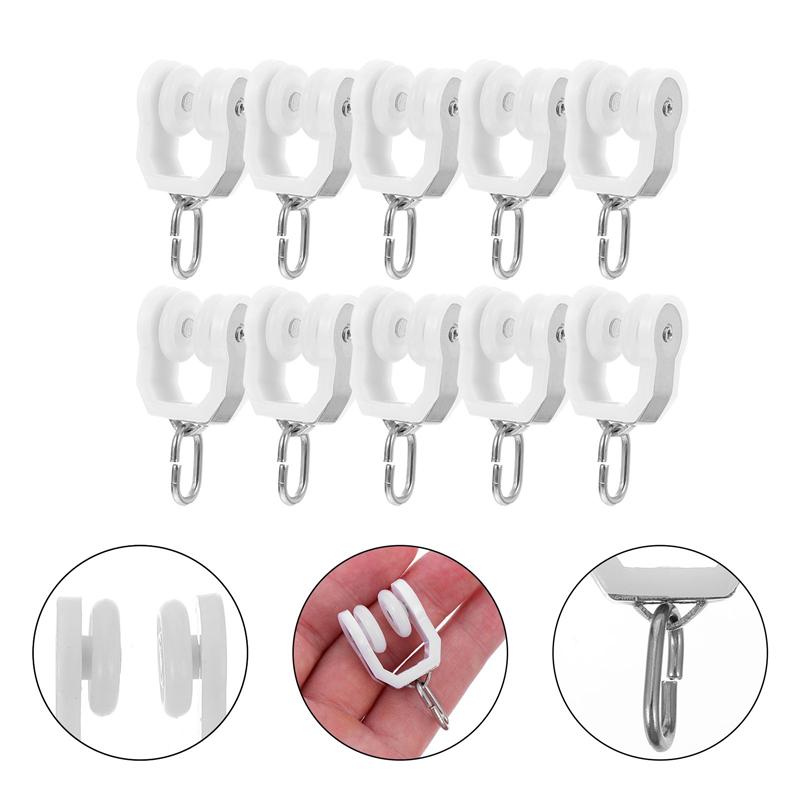 10pcs Curtain Glider Hooks Curtain Rail Track Gliders Sliding Roller Runner Hook