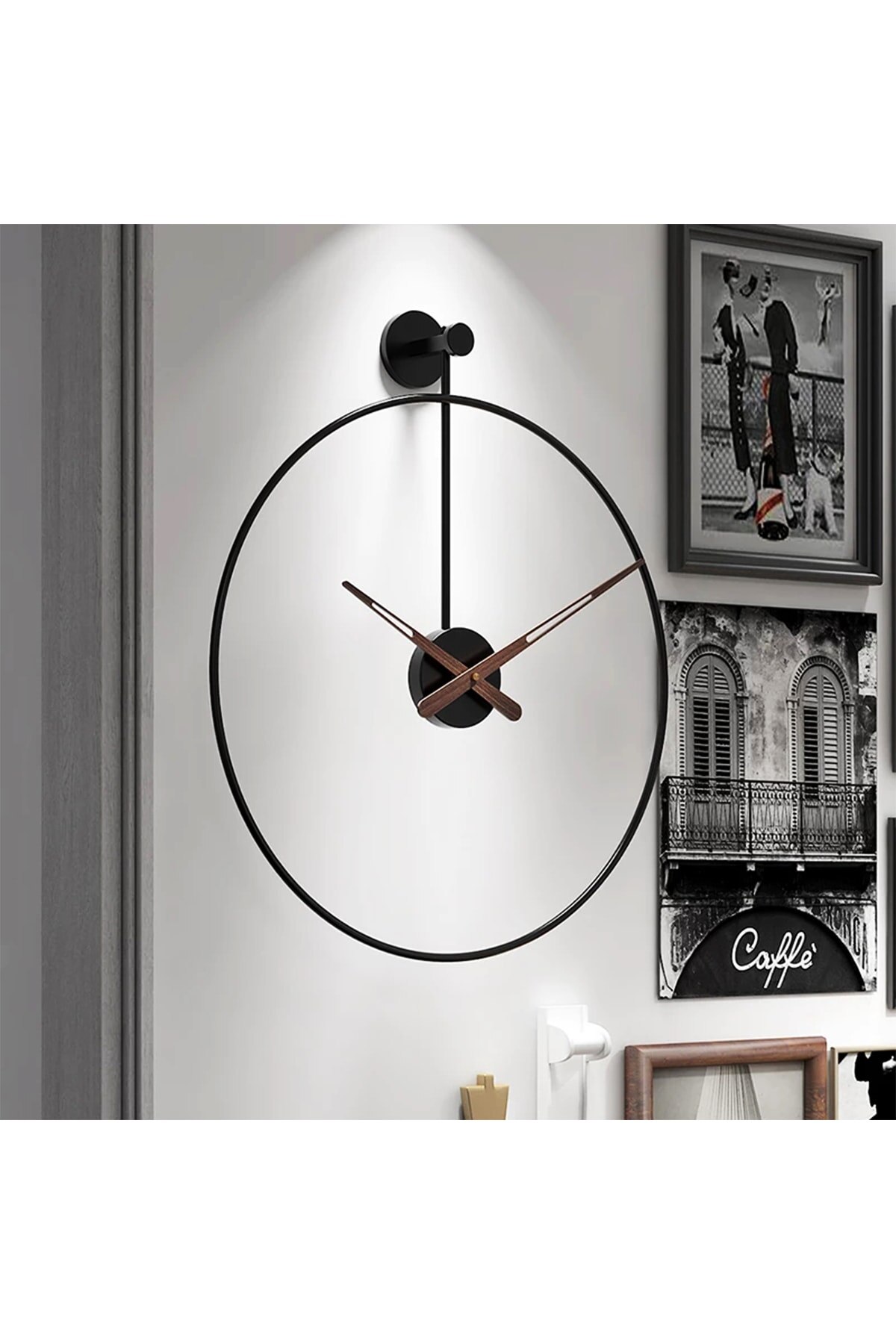 Black Special Pendulum Lux Wall Clock Metal For Home Office 60 Cm Diameter For Home Office Made In Turkey Fast