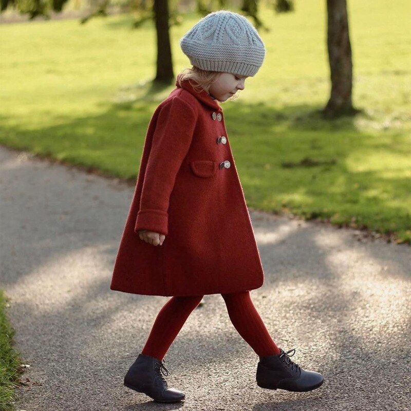 Flickor år röd ullrockar barn julkläder barn vinter ytterkläder småbarn ylle parka baby boutique kläder