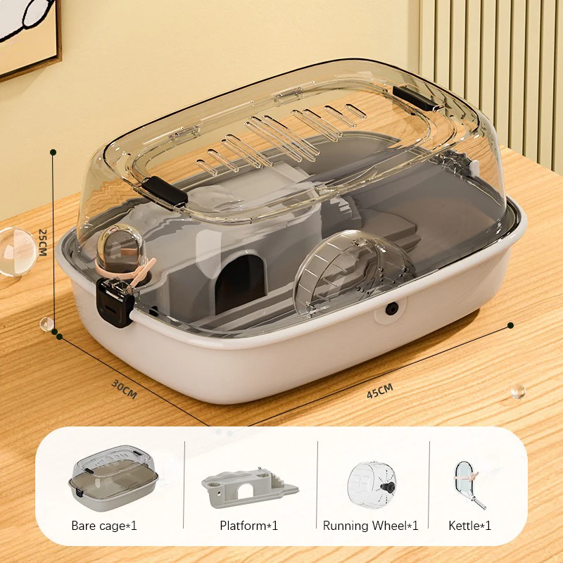 Deluxe Hamster Cage Large Space Acrylic Villa Indoor Full Set Special Cages Ventilation Breathable Not Stuffy Pet Products: Dark Grey