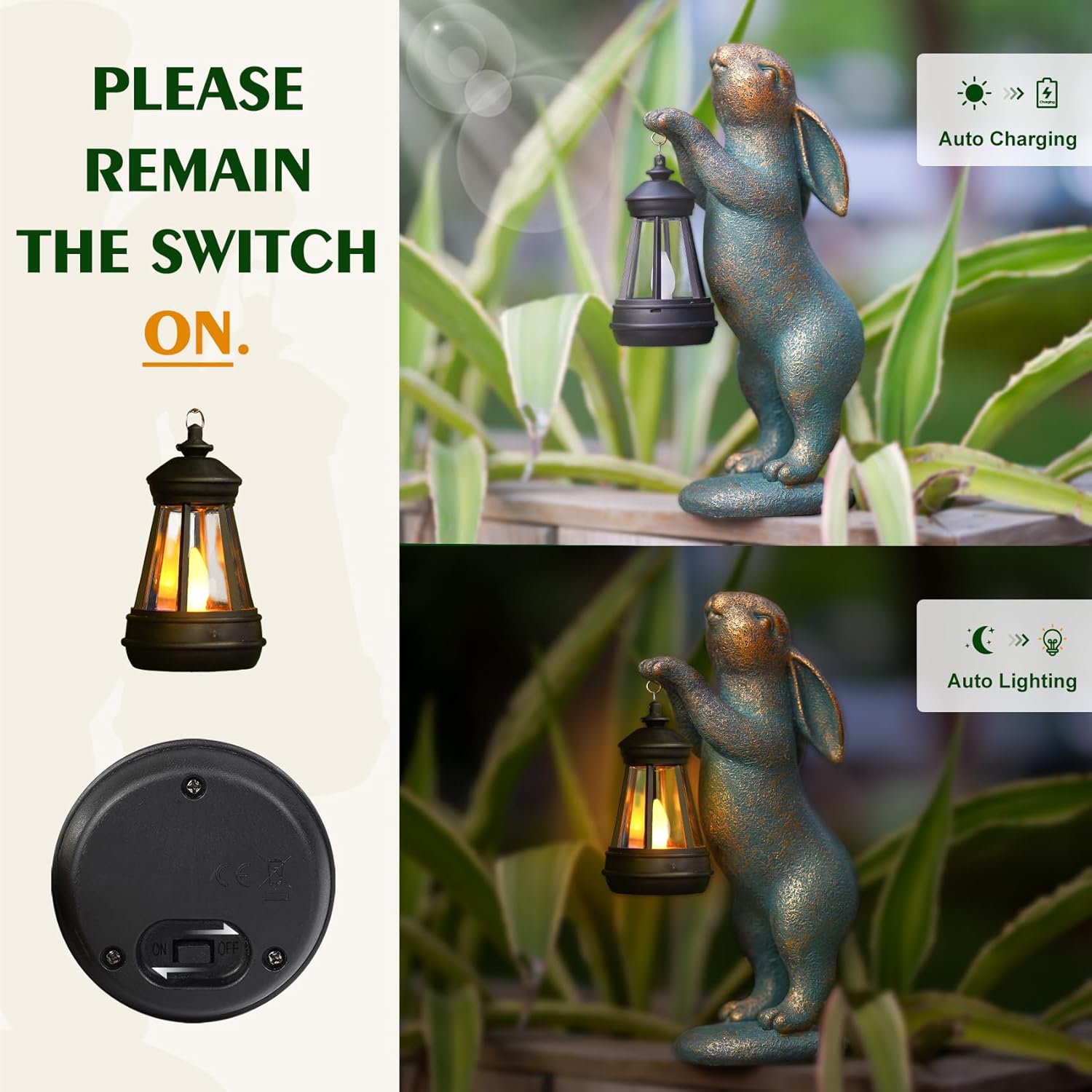 Trädgårdsstatyer kanin med solcellslykta utomhuskaninfigurer dekorationer för uteplats gräsmatta ornament