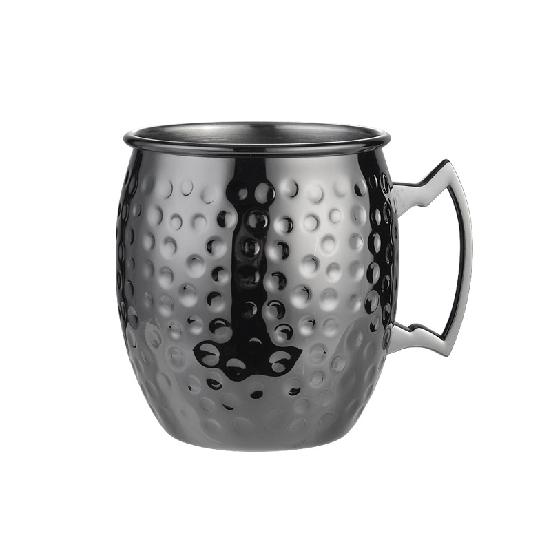 Tasse Mule de 550ml 18 onces moscou | Tasse en acier inoxydable martelée, plaqué cuivre, tasse de bière, tasse de café Bar, verres, directe: E-1Pc