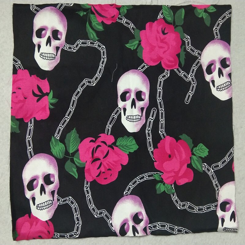 3 uds. Paquete de tela de algodón estampado de calavera de 30cm Estilo Vintage Punk, bonita Flor de Halloween, tela de muñeca de costura de Patchwork, decoración para y hogar