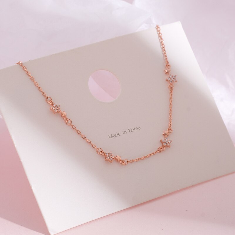 ANENJERY Silber Farbe Stern Armbinde für Frauen zierlich Pflastern Zirkon Verknüpfung Kette Armbinde 2022 Neue: Rose Gold Farbe