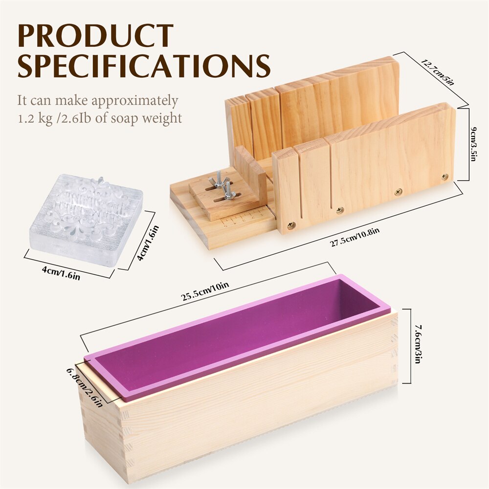 Nicole Soap Making Kit Handmade Silicone Liner with Multifunctional Soap Cutter and Stamp Complete Supplies for Soap