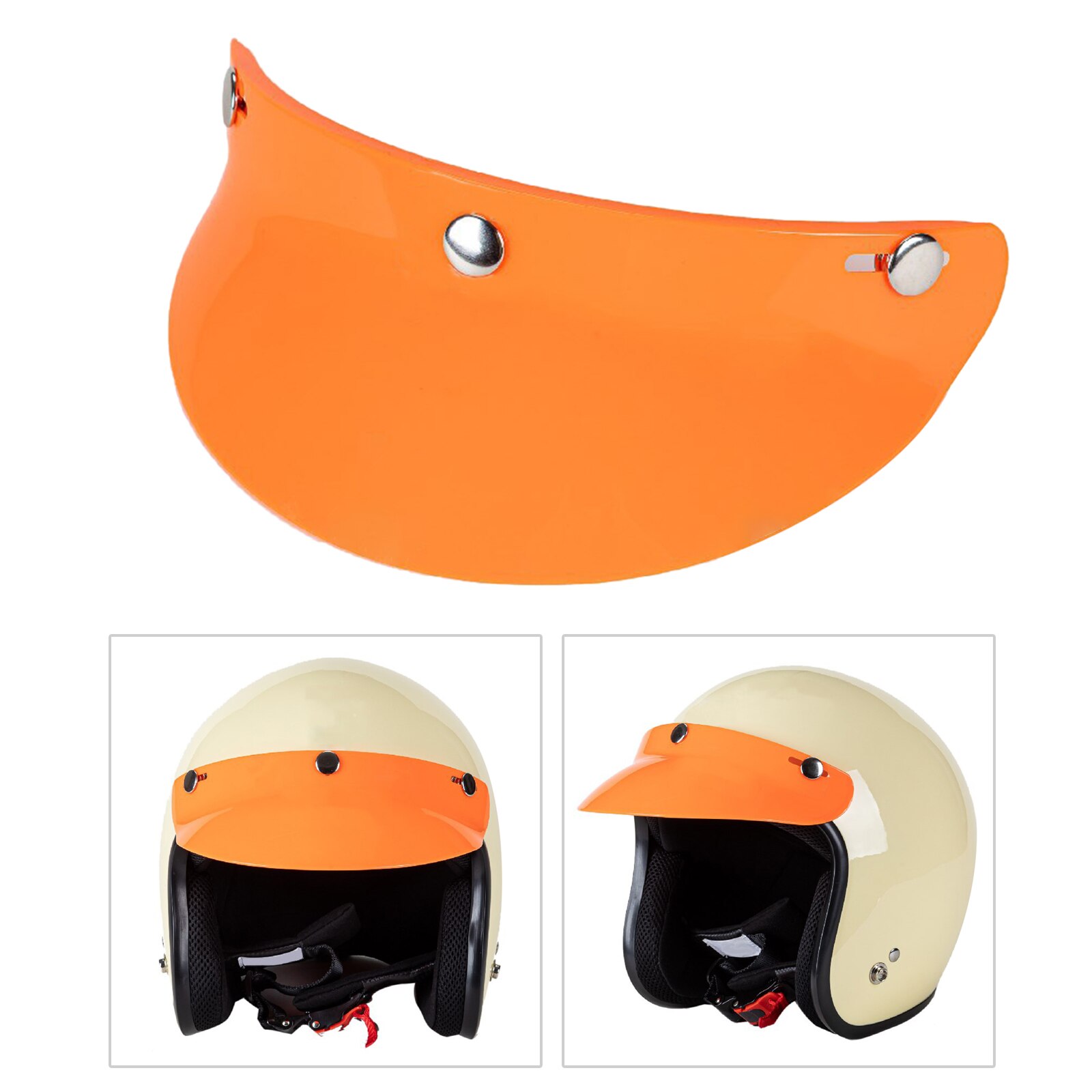 Universal- 3-schnappen Motorrad Helm Visier Spitze UV Sonnenschutzdach Sonnenschutz Schild: Orange