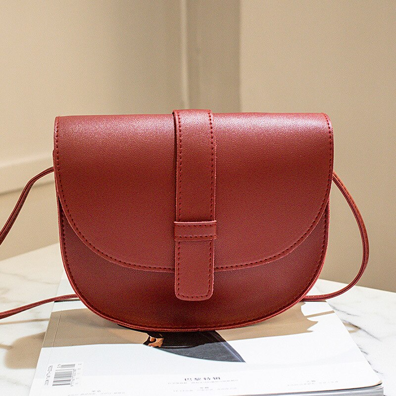 Small Fresh Women Bags Summer Solid Color Ladies Single Shoulder Diagonal Bag Small Bag PU Sweet Saddle Bag: Red