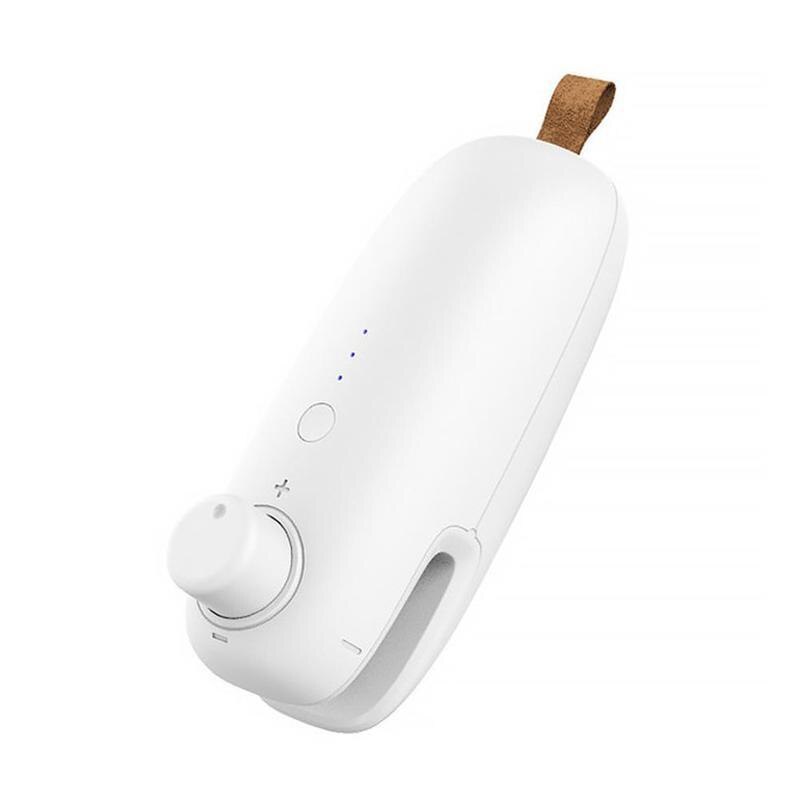 Usb uppladdningsbar bärbar värmeförseglingsmaskin för hemmet keramisk impuls vakuumpåse förseglingslock för packning av plastpåsklämmor: Vit