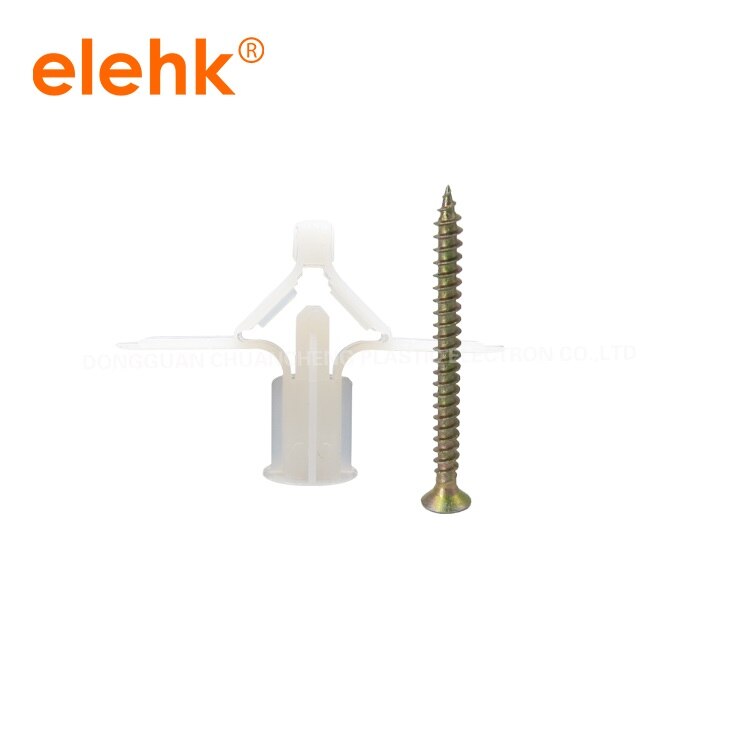 100pcs 10x45mm butterfly toggle anchors nylon wall anchor with nails